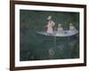 The Boat at Giverny (Or) the Norwegians, the Three Daughters of Mme. Hoschede-Claude Monet-Framed Giclee Print