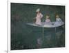 The Boat at Giverny (Or) the Norwegians, the Three Daughters of Mme. Hoschede-Claude Monet-Framed Giclee Print