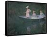 The Boat at Giverny (Or) the Norwegians, the Three Daughters of Mme. Hoschede-Claude Monet-Framed Stretched Canvas