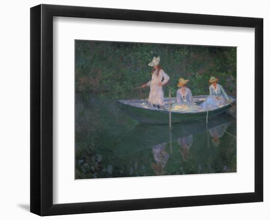 The Boat at Giverny (Or) the Norwegians, the Three Daughters of Mme. Hoschede-Claude Monet-Framed Giclee Print