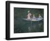 The Boat at Giverny (Or) the Norwegians, the Three Daughters of Mme. Hoschede-Claude Monet-Framed Giclee Print