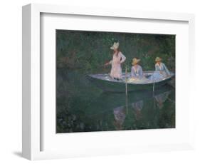 The Boat at Giverny (Or) the Norwegians, the Three Daughters of Mme. Hoschede-Claude Monet-Framed Giclee Print