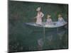 The Boat at Giverny (Or) the Norwegians, the Three Daughters of Mme. Hoschede-Claude Monet-Mounted Giclee Print