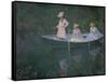 The Boat at Giverny (Or) the Norwegians, the Three Daughters of Mme. Hoschede-Claude Monet-Framed Stretched Canvas