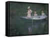 The Boat at Giverny (Or) the Norwegians, the Three Daughters of Mme. Hoschede-Claude Monet-Framed Stretched Canvas