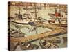 The Boat Basin at Santa Barbara, (Oil on Canvas)-Walter Elmer Schofield-Stretched Canvas