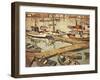 The Boat Basin at Santa Barbara, (Oil on Canvas)-Walter Elmer Schofield-Framed Giclee Print