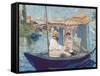 The Boat, (Claude Monet in His Floating Studio), 1874-Edouard Manet-Framed Stretched Canvas