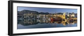 The boat filled harbour and mountains with mirror reflection, Kyrenia (Girne)-Stuart Black-Framed Photographic Print