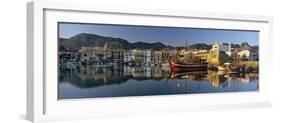 The boat filled harbour and mountains with mirror reflection, Kyrenia (Girne)-Stuart Black-Framed Photographic Print
