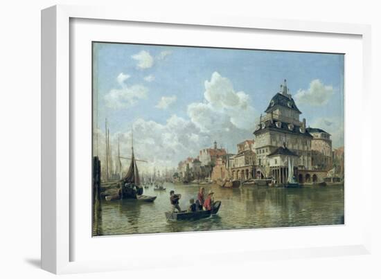 The Boat House at Hamburg Harbour, 1850-Valentin Ruths-Framed Giclee Print