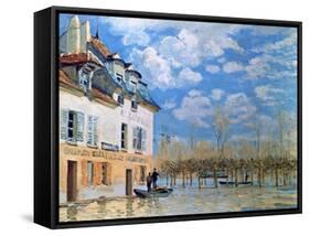 The Boat in the Flood, Port-Marly, 1876-Alfred Sisley-Framed Stretched Canvas