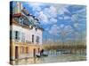 The Boat in the Flood, Port-Marly, 1876-Alfred Sisley-Stretched Canvas