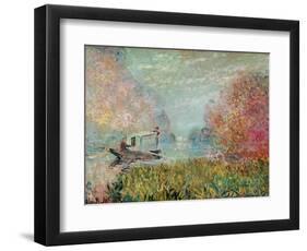 The Boat Studio on the Seine, 1875-Claude Monet-Framed Premium Giclee Print