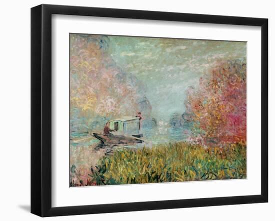 The Boat Studio on the Seine, 1875-Claude Monet-Framed Giclee Print