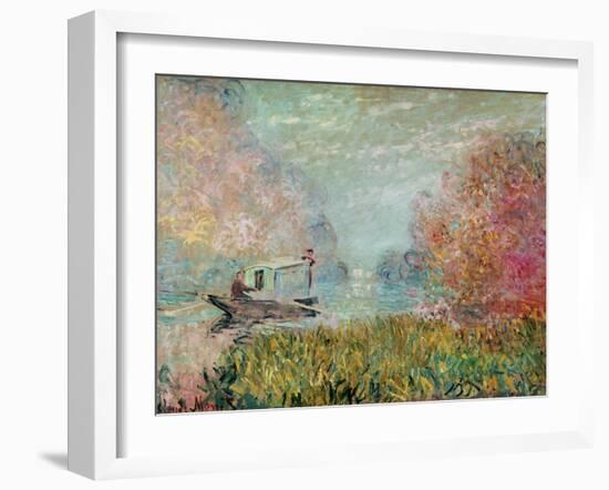 The Boat Studio on the Seine, 1875-Claude Monet-Framed Giclee Print