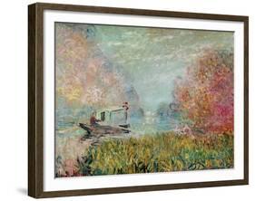 The Boat Studio on the Seine, 1875-Claude Monet-Framed Giclee Print