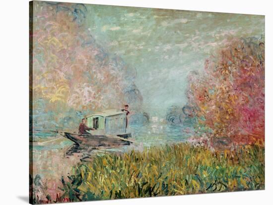 The Boat Studio on the Seine, 1875-Claude Monet-Stretched Canvas