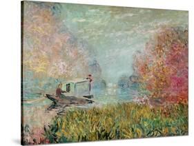 The Boat Studio on the Seine, 1875-Claude Monet-Stretched Canvas