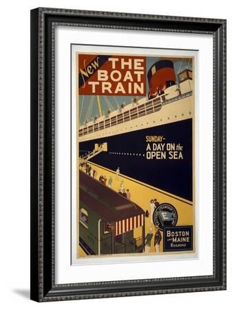 Boston-Maine Vintage Travel Art 24" x36" Art on Canvas The Boat Train 