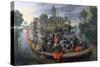 The Boating Party, Satirical Scene with Cats and Monkeys as Humans-Sebastian Vrancx-Stretched Canvas