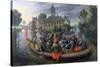 The Boating Party, Satirical Scene with Cats and Monkeys as Humans-Sebastian Vrancx-Stretched Canvas