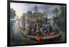 The Boating Party, Satirical Scene with Cats and Monkeys as Humans-Sebastian Vrancx-Framed Giclee Print