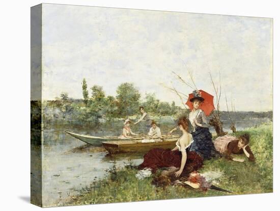 The Boating Party-Francesco Miralles Galaup-Stretched Canvas