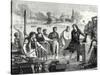 The Boatmen of the Weser Chop Papin's Steamboat in Pieces-null-Stretched Canvas