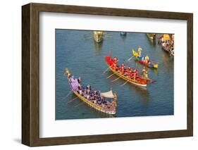 The boats of the historical procession for the historical Regatta on the Grand Canal of Venice-Carlo Morucchio-Framed Photographic Print