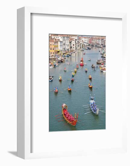 The boats of the historical procession for the historical Regatta on the Grand Canal of Venice-Carlo Morucchio-Framed Photographic Print