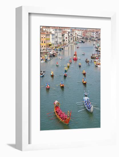 The boats of the historical procession for the historical Regatta on the Grand Canal of Venice-Carlo Morucchio-Framed Photographic Print