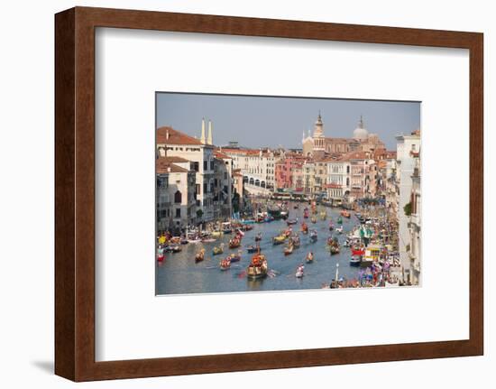 The boats of the historical procession for the historical Regatta on the Grand Canal of Venice-Carlo Morucchio-Framed Photographic Print