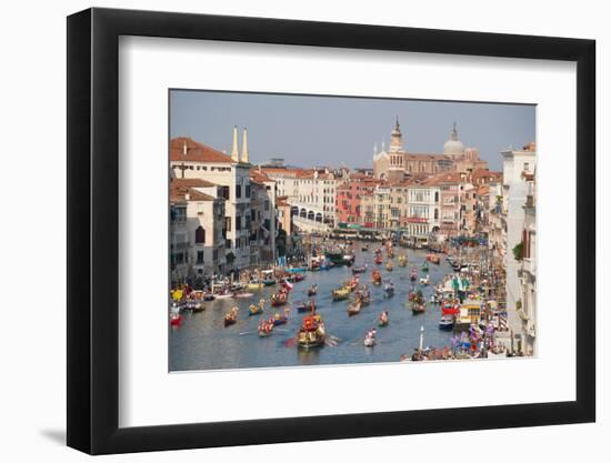 The boats of the historical procession for the historical Regatta on the Grand Canal of Venice-Carlo Morucchio-Framed Photographic Print