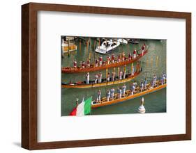 The boats of the historical procession for the historical Regatta on the Grand Canal of Venice-Carlo Morucchio-Framed Photographic Print