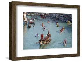 The boats of the historical procession for the historical Regatta on the Grand Canal of Venice-Carlo Morucchio-Framed Photographic Print