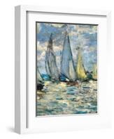 The boats or regatta in Argenteuil (detail) around 1874,-Claude Monet-Framed Giclee Print