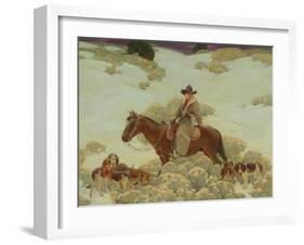 The Bob Cat Hunter (Oil on Canvas)-William Herbert 'Buck' Dunton-Framed Giclee Print