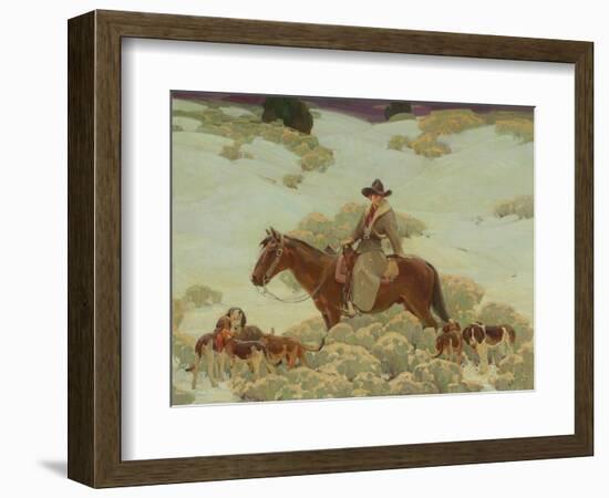 The Bob Cat Hunter (Oil on Canvas)-William Herbert 'Buck' Dunton-Framed Giclee Print