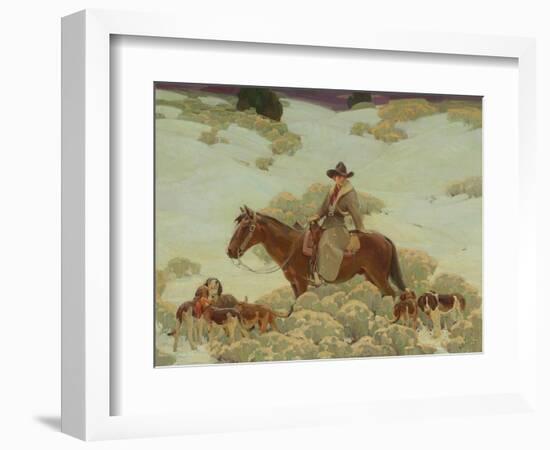 The Bob Cat Hunter (Oil on Canvas)-William Herbert 'Buck' Dunton-Framed Giclee Print