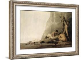 The Bodies of Jean de Brebeuf and Gabriel Lallemant Being Skinned by Iroquois in 1649, c.1800-08-Francisco de Goya-Framed Giclee Print