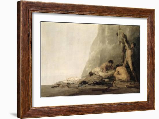 The Bodies of Jean de Brebeuf and Gabriel Lallemant Being Skinned by Iroquois in 1649, c.1800-08-Francisco de Goya-Framed Giclee Print