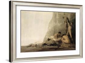 The Bodies of Jean de Brebeuf and Gabriel Lallemant Being Skinned by Iroquois in 1649, c.1800-08-Francisco de Goya-Framed Giclee Print