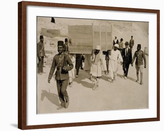 The Body of a Gilt Chariot Being Removed from the Tomb of Tutankhamun, Valley of the Kings-Harry Burton-Framed Photographic Print