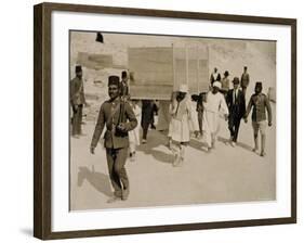 The Body of a Gilt Chariot Being Removed from the Tomb of Tutankhamun, Valley of the Kings-Harry Burton-Framed Photographic Print