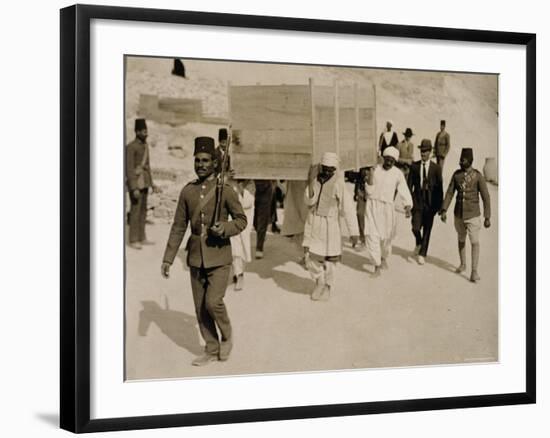 The Body of a Gilt Chariot Being Removed from the Tomb of Tutankhamun, Valley of the Kings-Harry Burton-Framed Photographic Print