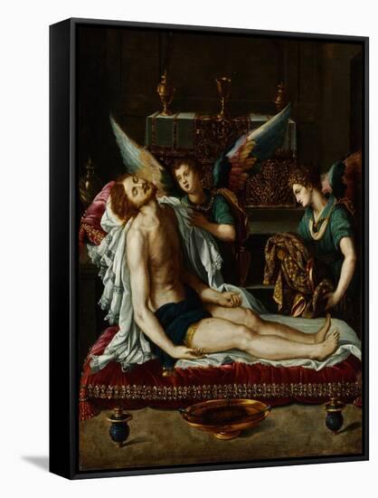 The Body of Christ Anointed by Two Angels-Alessandro Allori-Framed Stretched Canvas