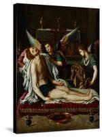 The Body of Christ Anointed by Two Angels-Alessandro Allori-Stretched Canvas