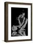 The Body of Nude Woman with Black and White Pattern and its Reflection. Black-And-White Photo Creat-master1305-Framed Photographic Print