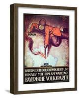 'The Bolshevik Is Loose', German Anti-Communist Poster, C.1923-null-Framed Giclee Print